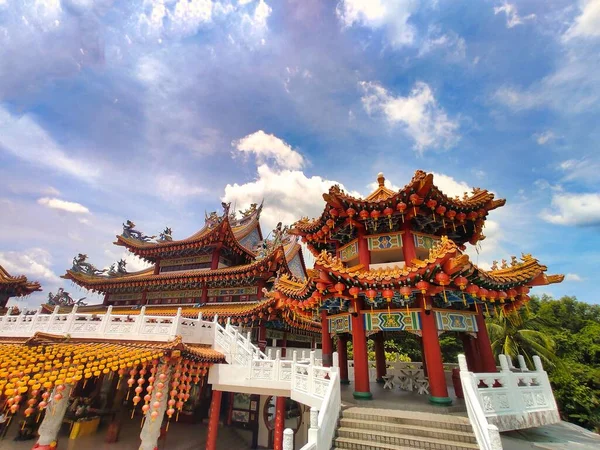 Eine Schöne Nahaufnahme Des Thean Hou Tempels Unter Dem Friedlichen — Stockfoto