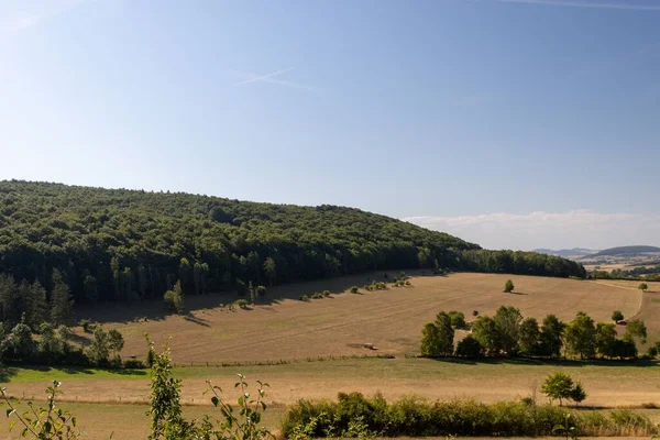 Uma Vista Panorâmica Uma Paisagem Rural East Hesse Alemanha Clima — Fotografia de Stock