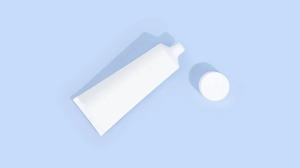 White Unbranded Toothpaste Tube Isolated Light Blue Background — Stock Photo, Image
