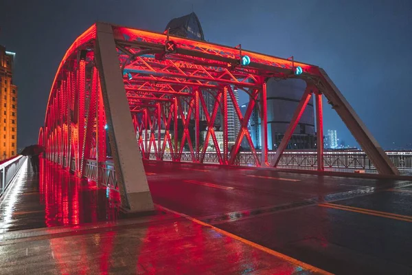 苏州河威贝都大桥夜景优美 — 图库照片