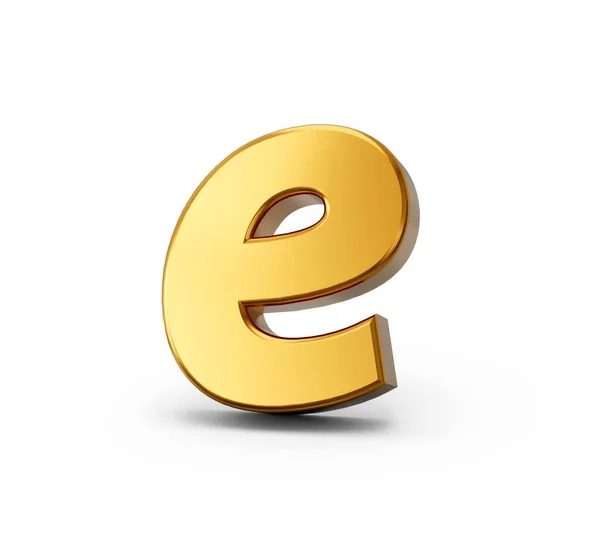 白色背景上的金字母表字母E的三维图形 — 图库照片