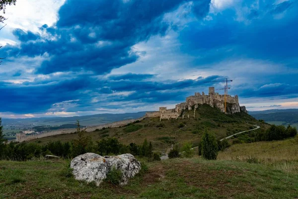 Medieval Loarre Castle Spain Top Hill Blue Cloudy Sky — Stock Photo, Image