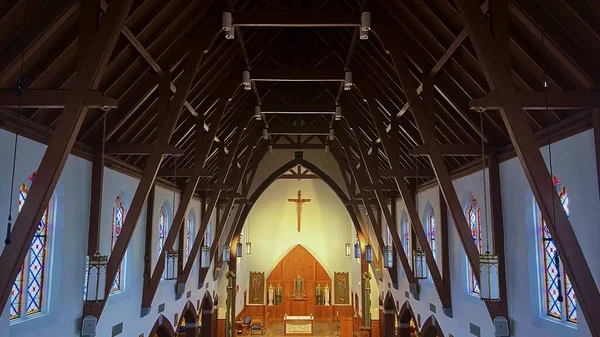 Een Hoge Hoek Uitzicht Het Prachtige Interieur Van Een Kerk — Stockfoto