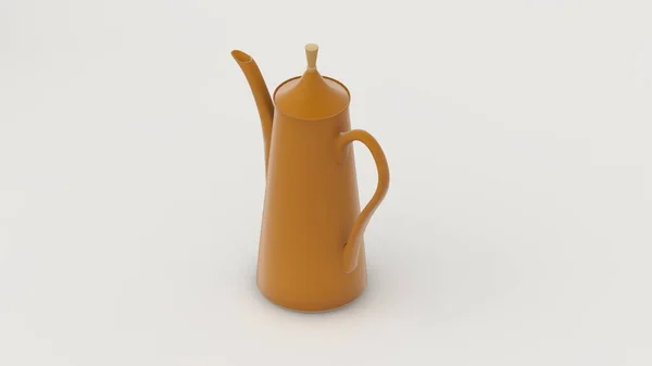 Візуалізація Довгого Керамічного Чайника Ізольованого Білому Тлі — стокове фото