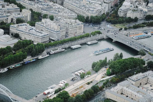 Повітряний Вид Річку Сена Прилеглі Будинки Парижі Франція — стокове фото