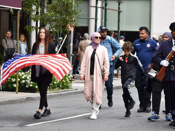 Nova Iorquinos Muçulmanos Marcham Longo Madison Avenue Nova York Durante — Fotografia de Stock