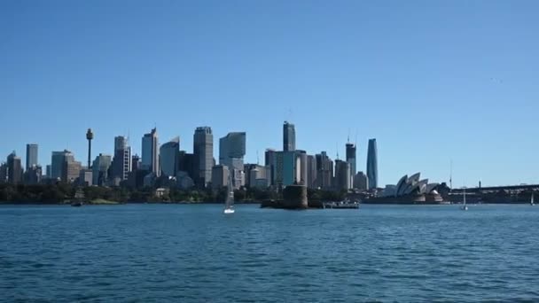Sydney Panorama Sledování Výstřel Trajektu — Stock video