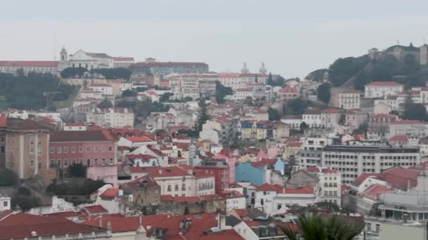 Una Vista Alto Ángulo Ciudad Lisboa Con Hermosos Edificios Arquitectura — Vídeos de Stock