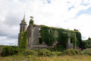 İrlanda 'nın County Cork şehrinde güneşli bir günde Clifden Kalesi' nin manzarası