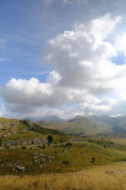 Lessinia, Veneto, İtalya 'nın Bölgesel Doğal Parkı' ndaki kırsal yeşil vadiler ve uçurumların dikey çekimi