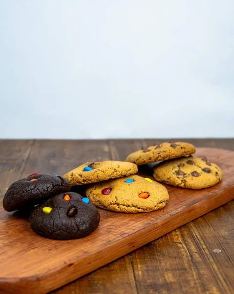 Plan Vertical Biscuits Sur Une Table Bois — Photo