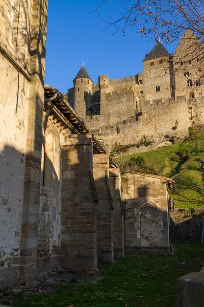 Vertical Shot Beautiful Landmark Chateau Comtal Castle Located Carcassonne France — Stock Photo, Image