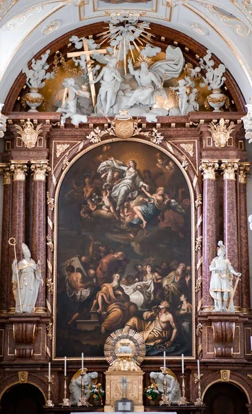 Tiro Vertical Altar Basílica Lorenz Kempten Baviera Alemanha — Fotografia de Stock