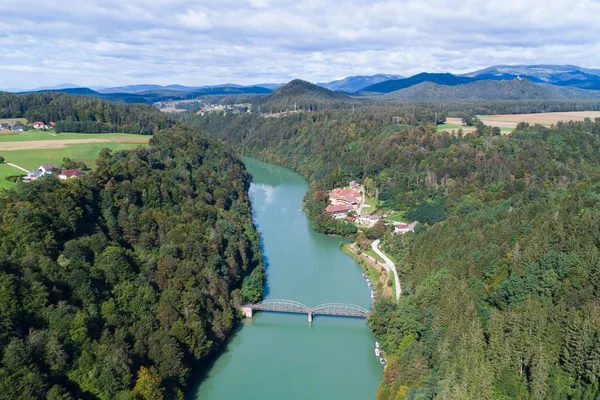 Widok Powietrza Rzekę Drau Austrii — Zdjęcie stockowe