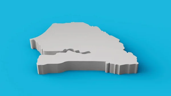 セネガルの3D地図地理図と地形 海の青面 3Dイラスト — ストック写真