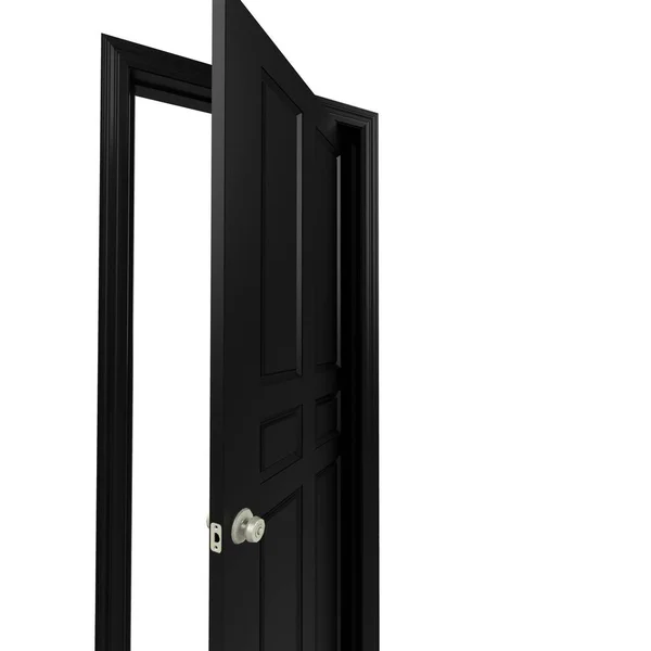 Abierto Negro Aislado Interior Puerta Cerrada Ilustración Representación — Foto de Stock