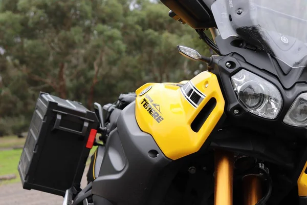Uma Foto Close Uma Nova Motocicleta Yamaha Melbourne Austrália — Fotografia de Stock