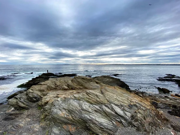 Rhode Island Sea Shore Una Giornata Nuvolosa — Foto Stock