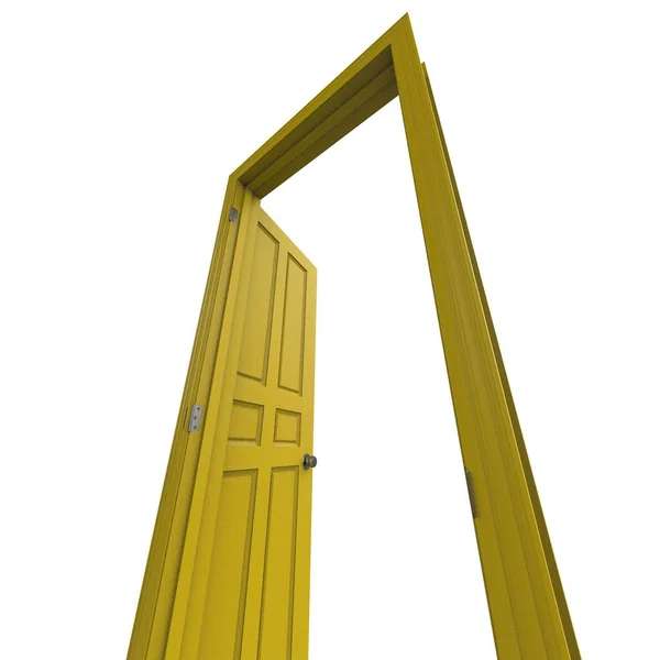 Жовті Відкриті Ізольовані Міжкімнатні Двері Закриті Ілюстрація Рендерингу — стокове фото