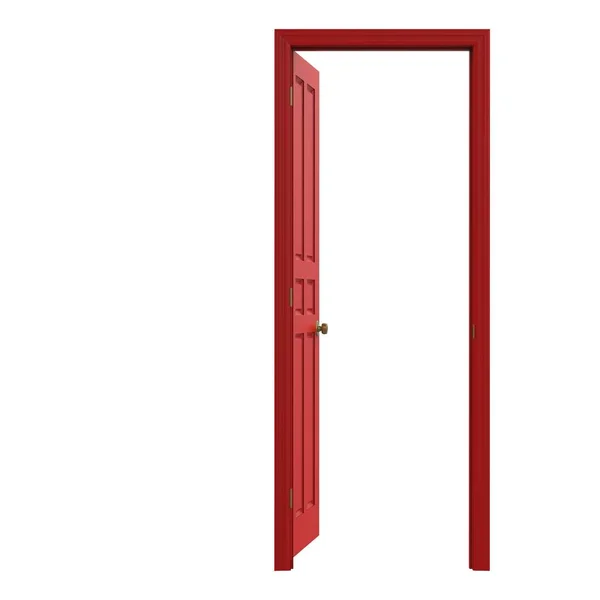 Abrir Isolado Porta Interior Vermelho Fechado Ilustração Renderização — Fotografia de Stock