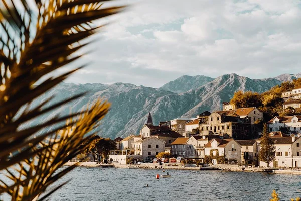 Krásné Město Budva Před Mořem Horami Pozadí Černá Hora — Stock fotografie