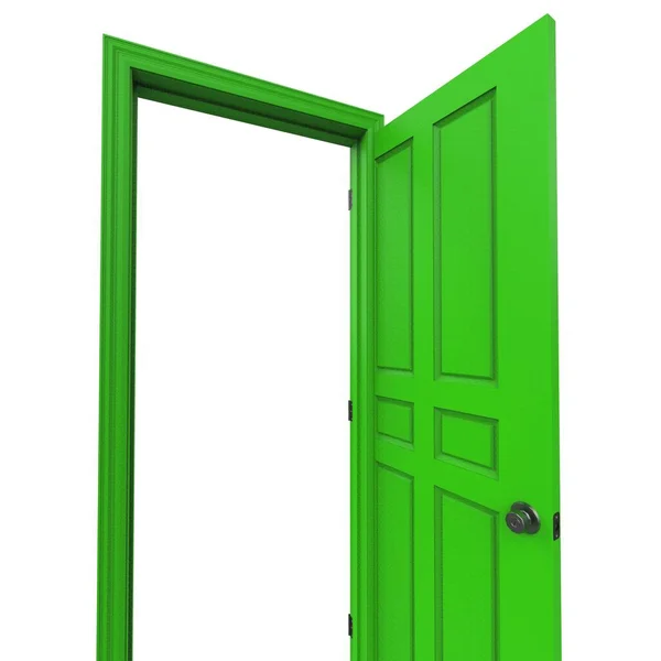 Зеленые Открытые Изолированные Внутренние Двери Закрыты Иллюстрация Рендеринга — стоковое фото