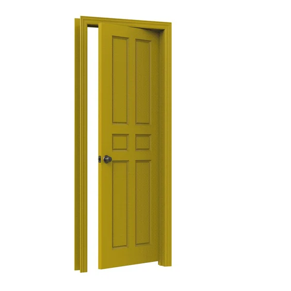 Żółty Otwarte Izolowane Drzwi Wewnętrzne Zamknięte Ilustracja Renderowania — Zdjęcie stockowe