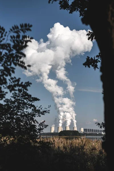 Κάθετη Λήψη Σταθμού Παραγωγής Ηλεκτρικής Ενέργειας Από Άνθρακα Στο Βρανδεμβούργο — Φωτογραφία Αρχείου