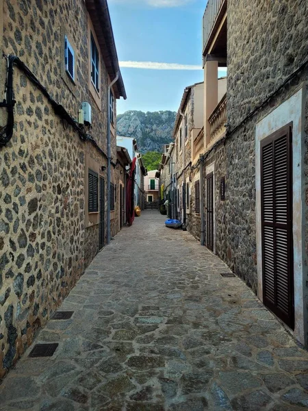 Une Belle Vue Sur Une Rue Dans Port Valldemossa Espagne — Photo