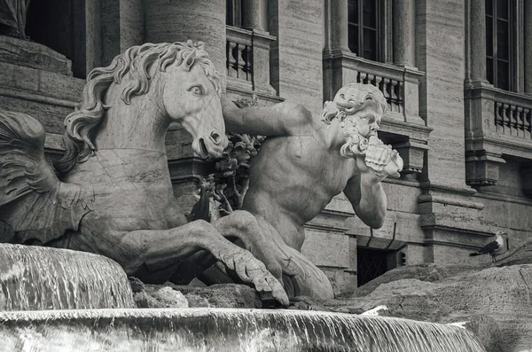 Greyscale Shot Trevi Fountain Rome — Stock Photo, Image
