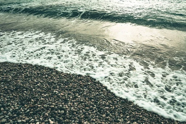 Крупный План Морской Гальки Пляже — стоковое фото