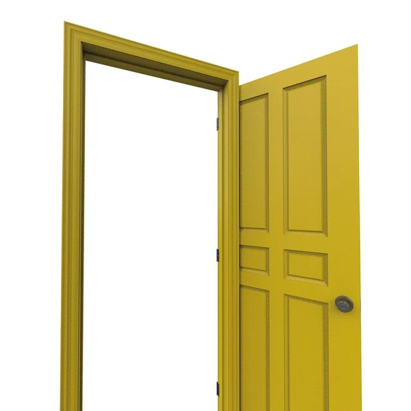 Amarelo Aberto Isolado Interior Porta Fechada Ilustração Renderização — Fotografia de Stock