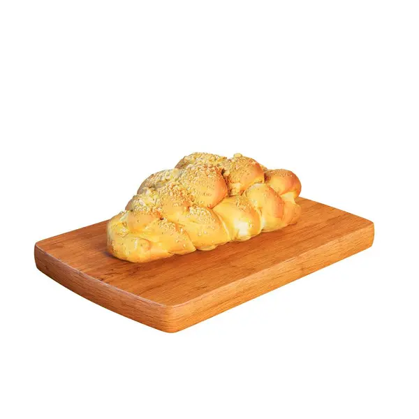 在白色背景上隔离的木板上的3D辫子面包 — 图库照片