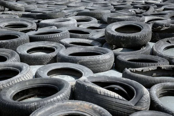Bunch Old Tires Laying Ground — Stock Photo, Image