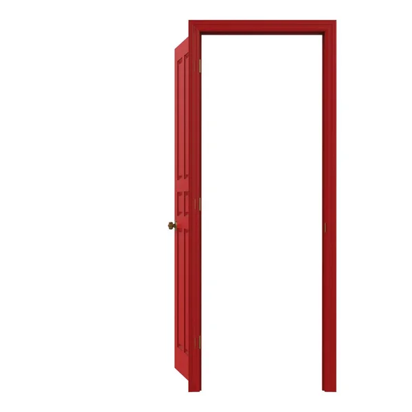 Открытая Изолированная Красная Внутренняя Дверь Закрытая Иллюстрация — стоковое фото