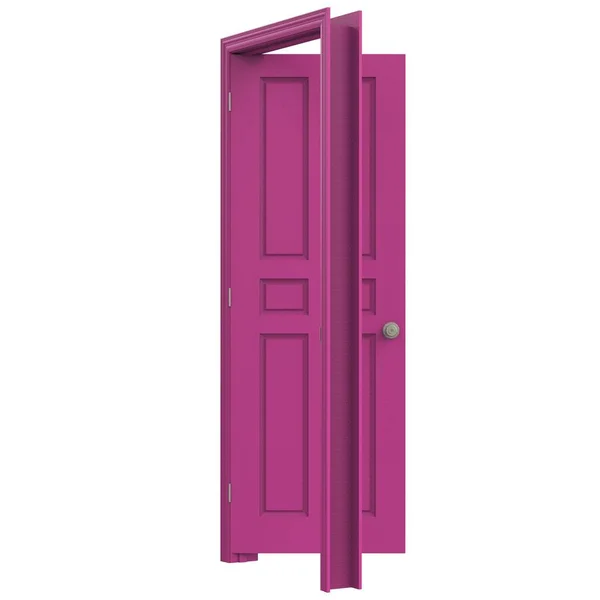 stock image open pink isolated interior door closed 3d illustration rendering