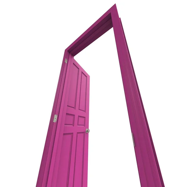 Открытая Розовая Изолированная Внутренняя Дверь Закрытая Иллюстрация Рендеринга — стоковое фото