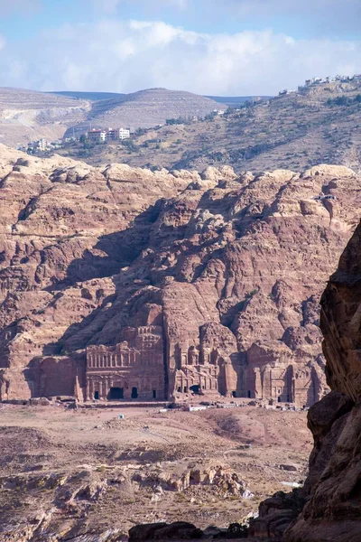 Una Vista Aérea Edificios Antiguos Petra Jordania — Foto de Stock