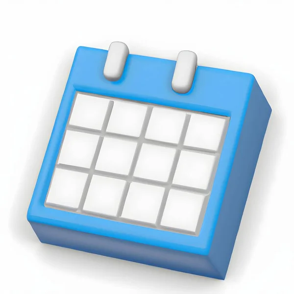 Calendario Azul Blanco Sobre Una Superficie Blanca Con Una Sombra — Foto de Stock