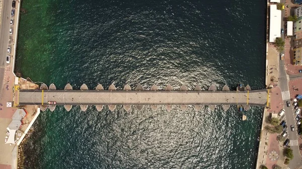 Vista Superior Puente Sobre Río Isla Caribeña Holandesa — Foto de Stock