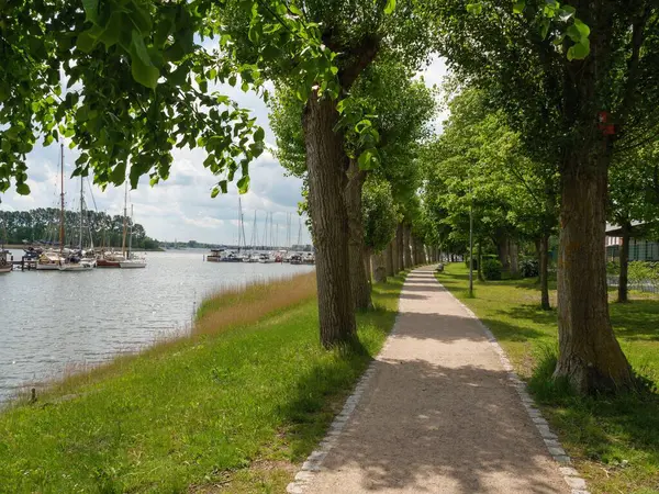 stock image A beautiful shot of a narrow path surrounded by trees near the river