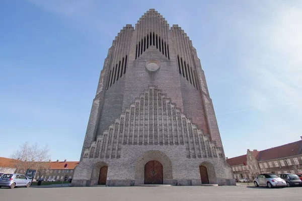 Una Hermosa Vista Fachada Iglesia Grundvig Copenhague Dinamarca —  Fotos de Stock