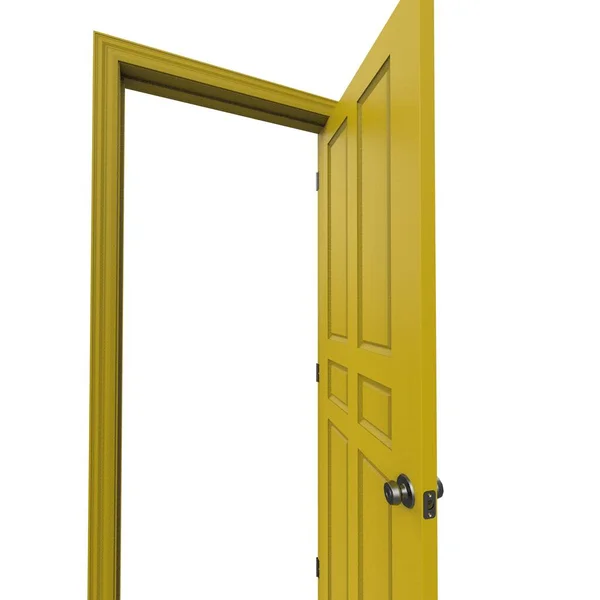 Amarillo Abierto Aislado Interior Puerta Cerrada Ilustración Representación — Foto de Stock