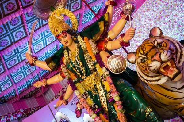 Bellissimo Idolo Maa Durga Adorato Mandal Mumbai Navratri — Foto Stock