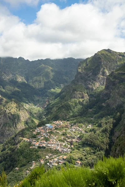 Vertikální Letecký Pohled Curral Das Freiras Ostrově Madeira Portugalsko — Stock fotografie