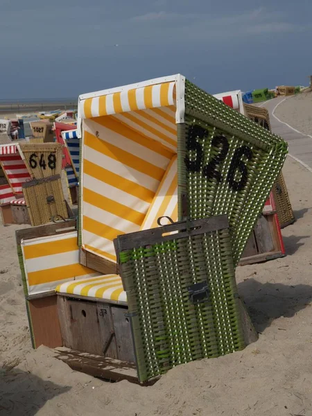 Beautiful Shot Beach Chairs Sandy Shore North Sea Langeoog Island — Stock Photo, Image