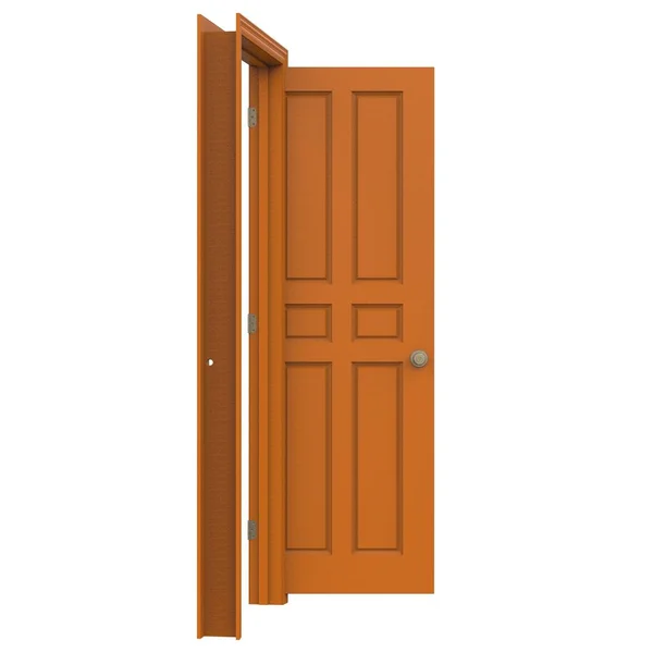 Открытая Оранжевая Внутренняя Дверь Закрытая Иллюстрация Рендеринга — стоковое фото