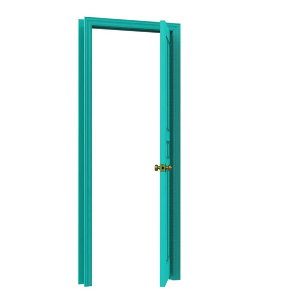 Голубая Открытая Изолированная Внутренняя Дверь Закрытая Иллюстрация — стоковое фото