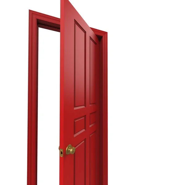 Открытая Изолированная Красная Внутренняя Дверь Закрытая Иллюстрация — стоковое фото