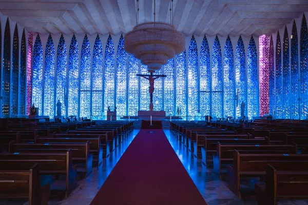 Intérieur Bleu Église Don Bosco Brasilia Brésil — Photo